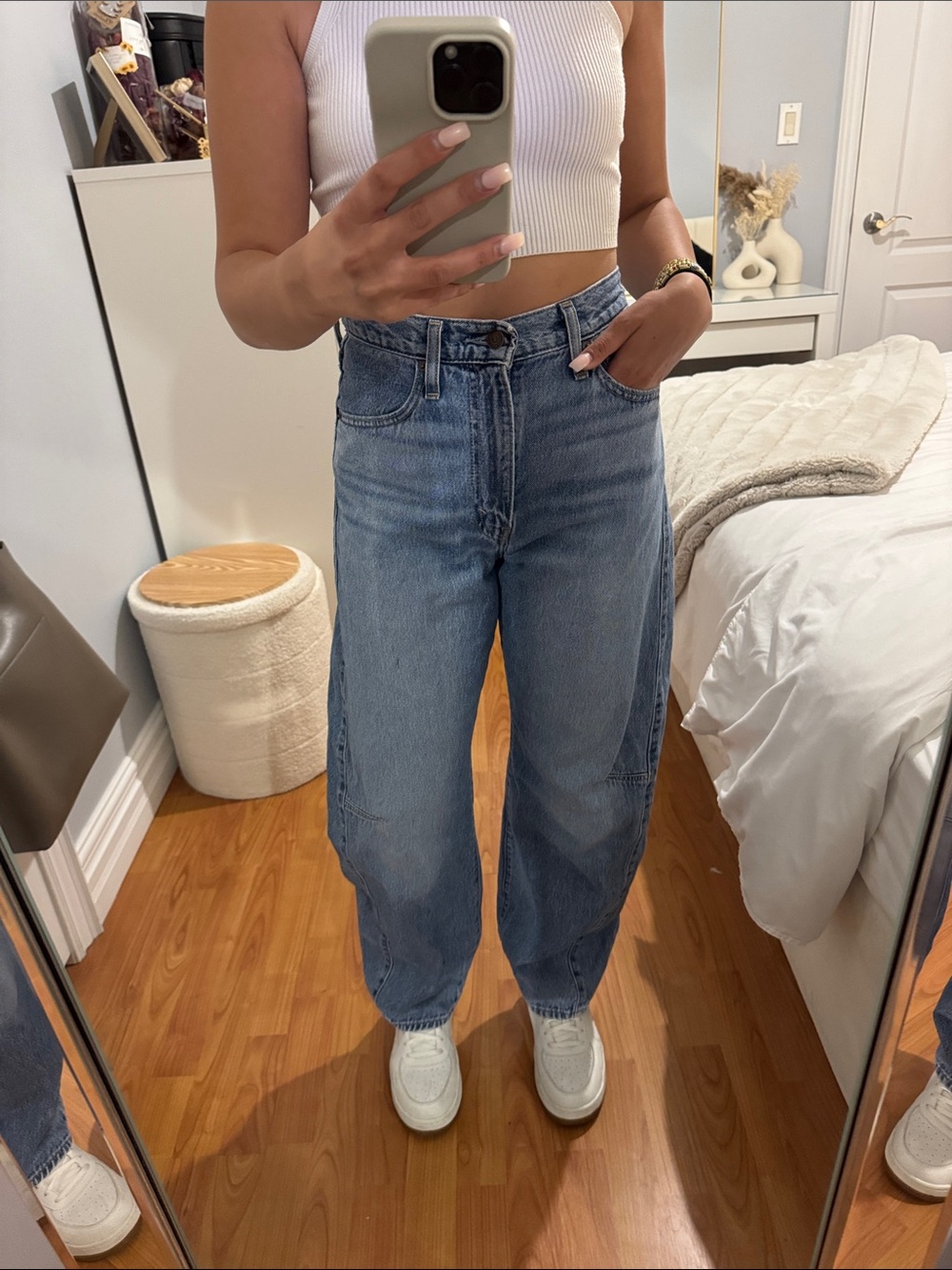 Levi's Boyfriend Jeans in Light Blue Denim